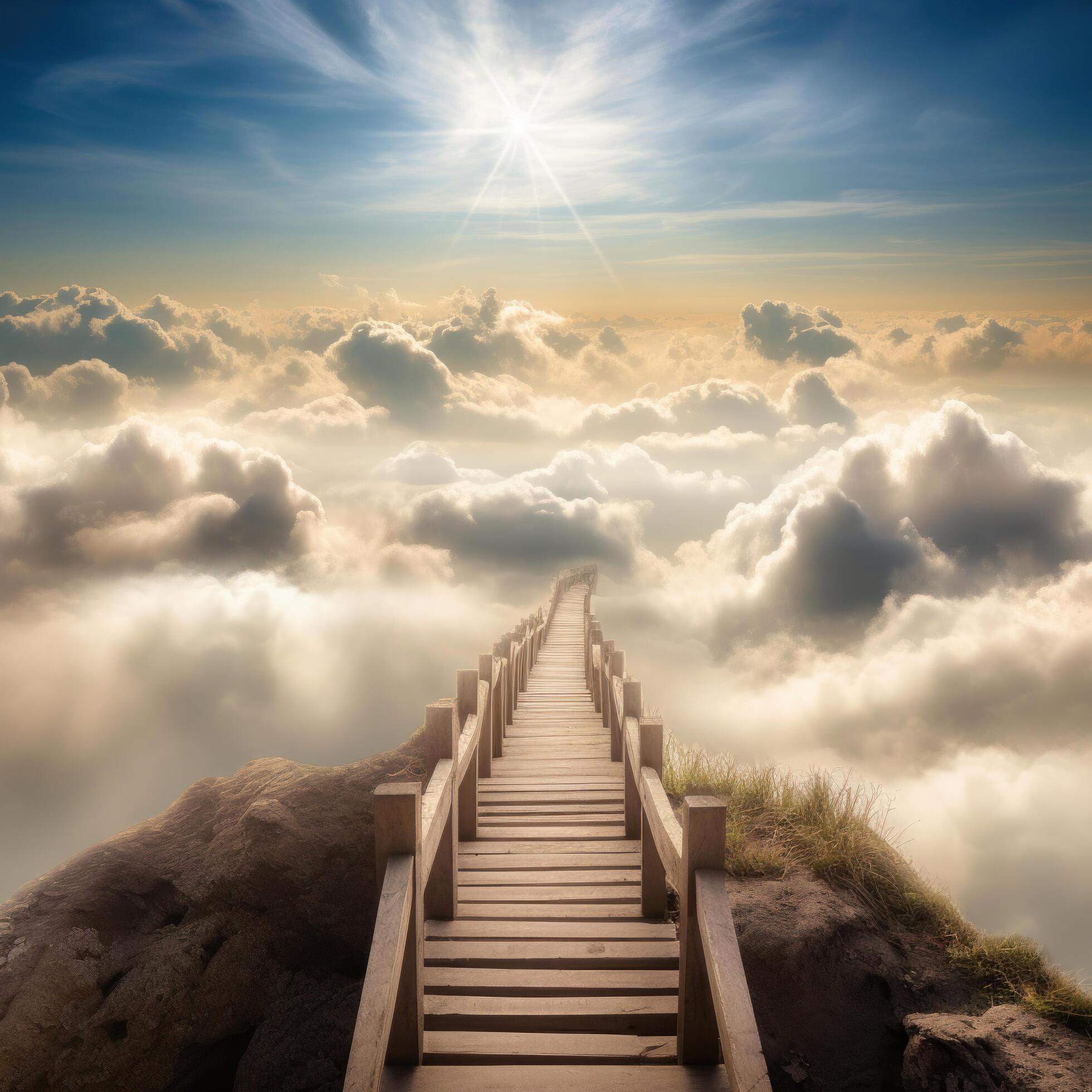 Illustration Of Stairs On The Way To Heaven Background, Way