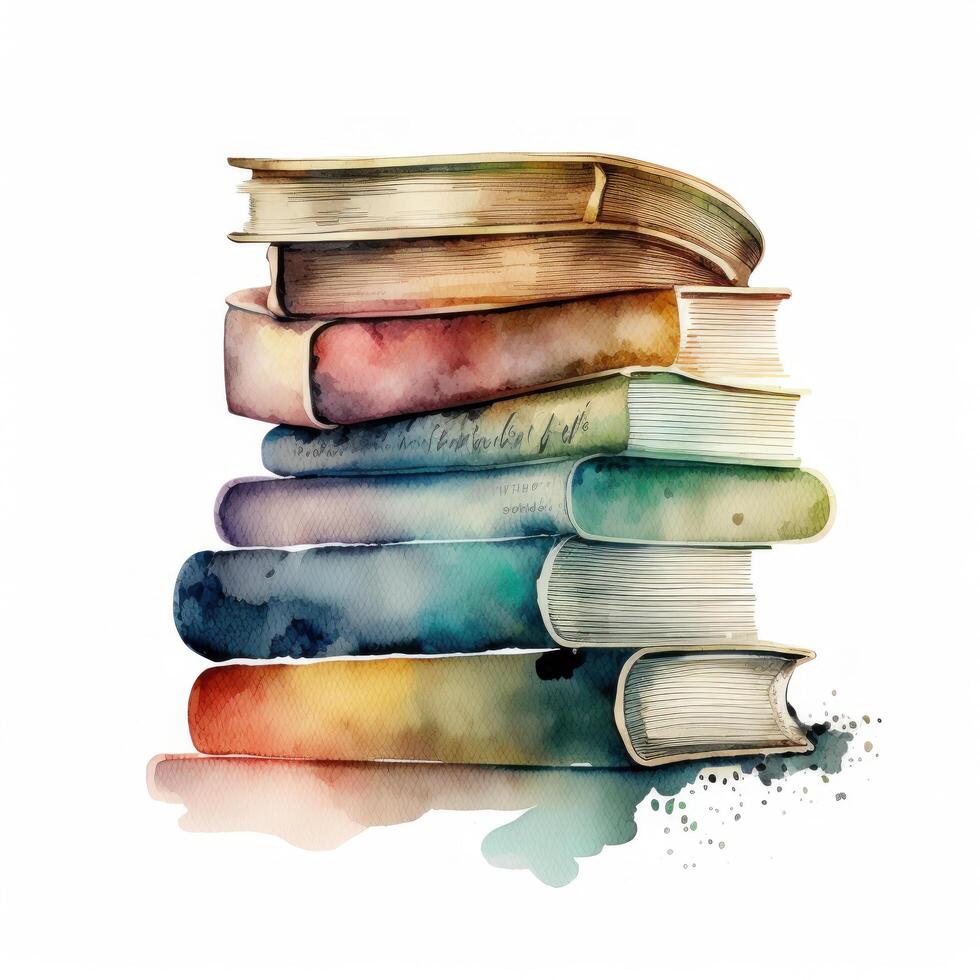 Watercolor books. Illustration photo
