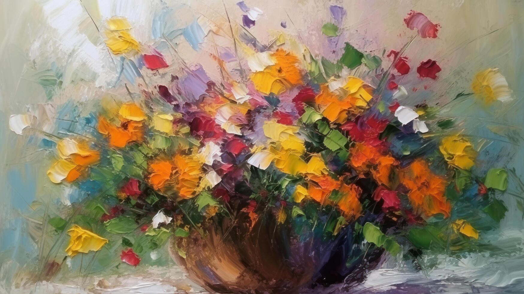 Impressionist painting flower bouquet. Illustration photo