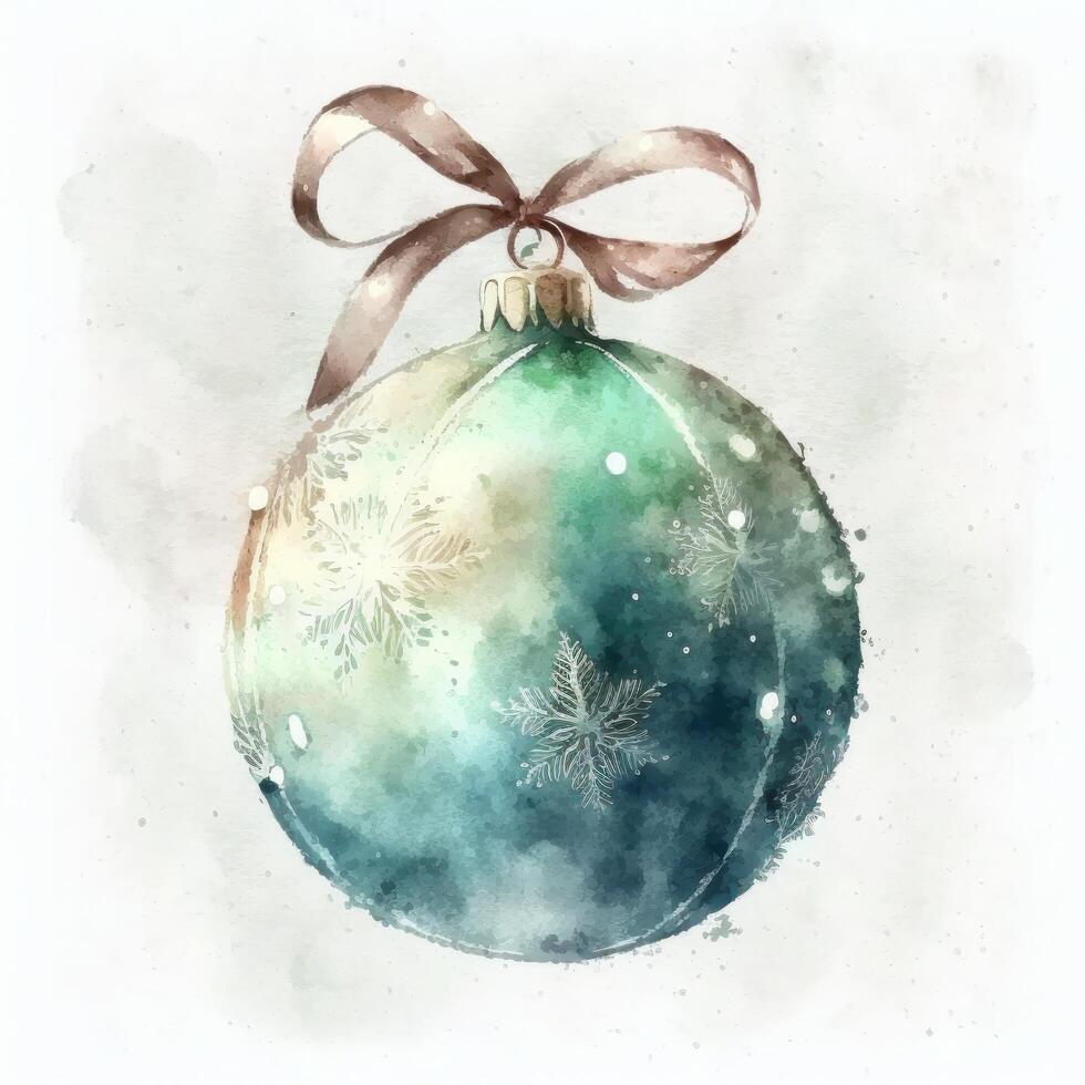 Watercolor Christmas ball decoration. Illustration photo