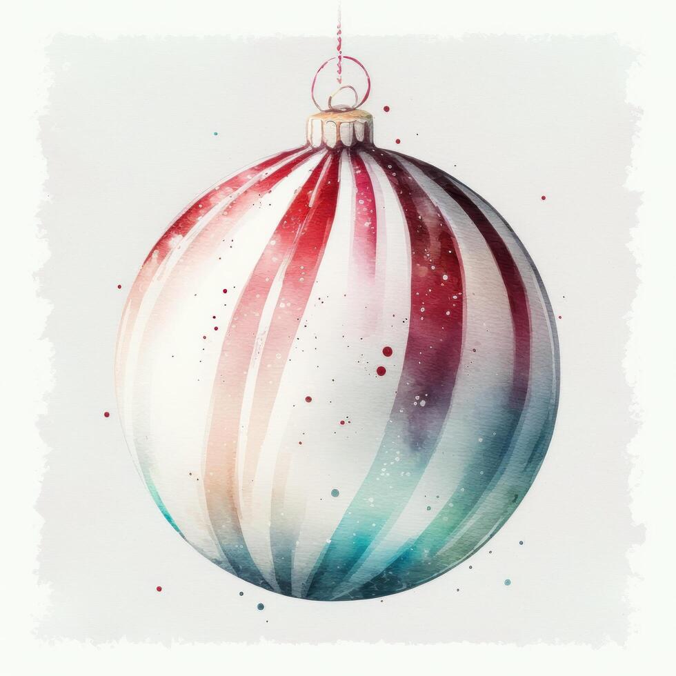 Watercolor Christmas ball decoration. Illustration photo