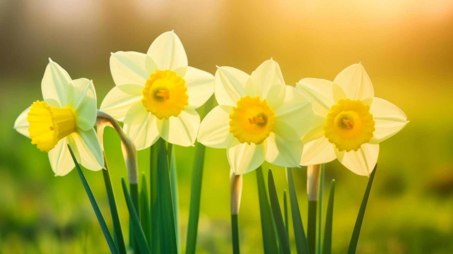 Daffodils flower background. Illustration photo