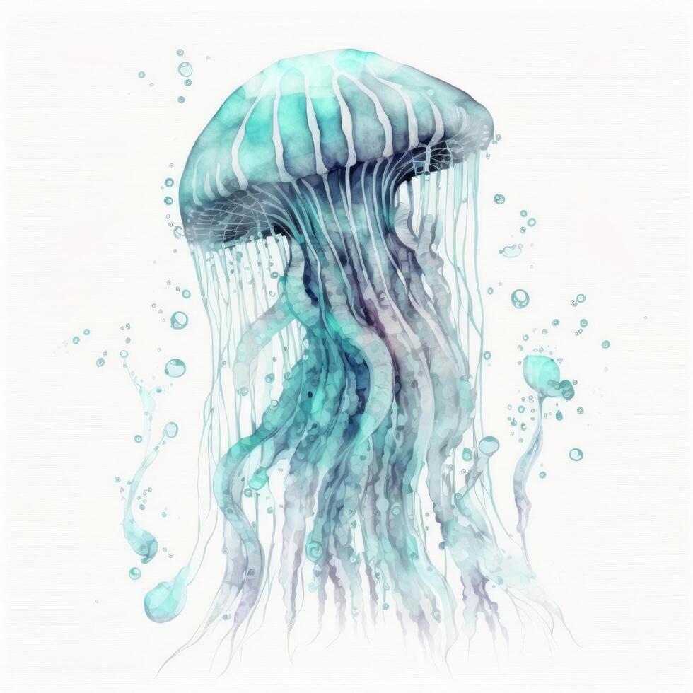 Watercolor Jelly Fish. Illustration photo