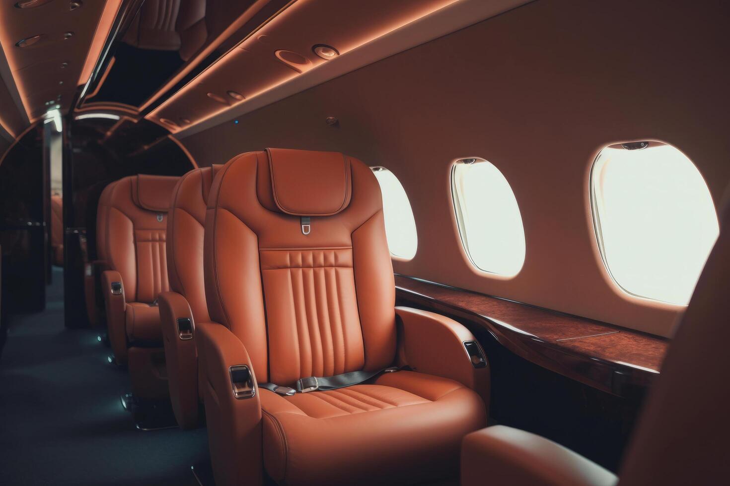 Interior of luxurious private jet Illustration photo