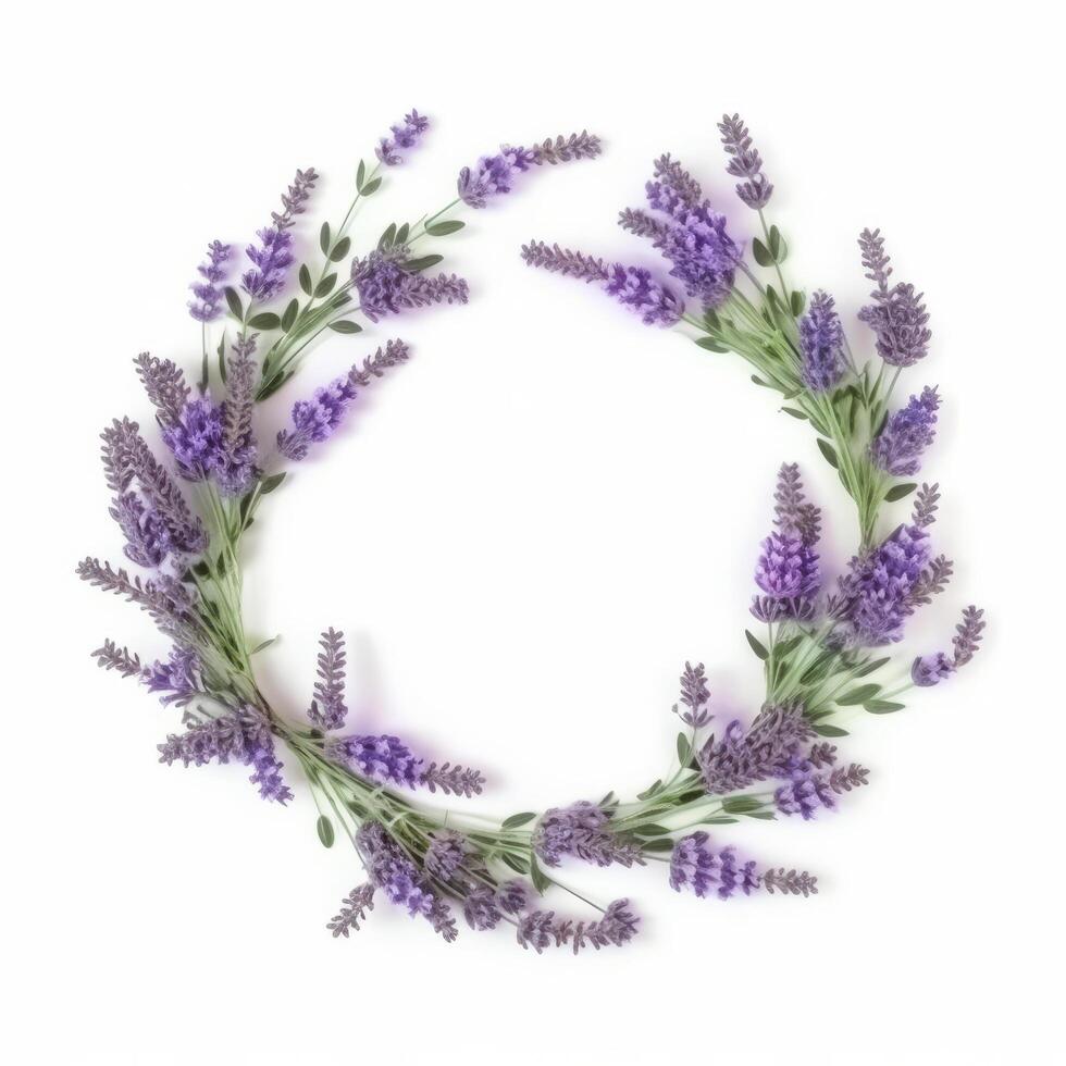 Lavender flower wreath. Illustration photo