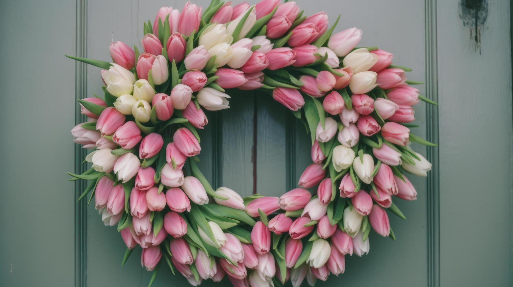 Wreath of tulip flowers. Illustration photo