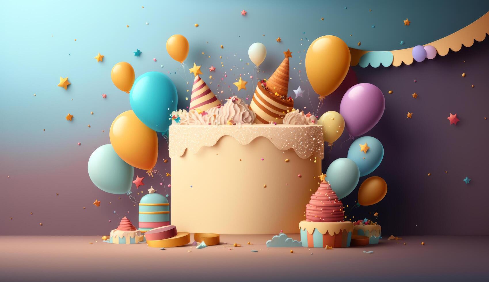 Happy Birthday Background with Balloons. Illustration photo