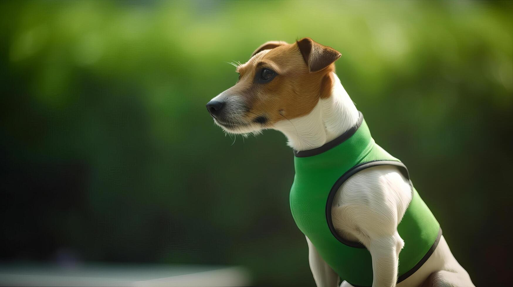 Cute dog in t-shirt. Illustration photo