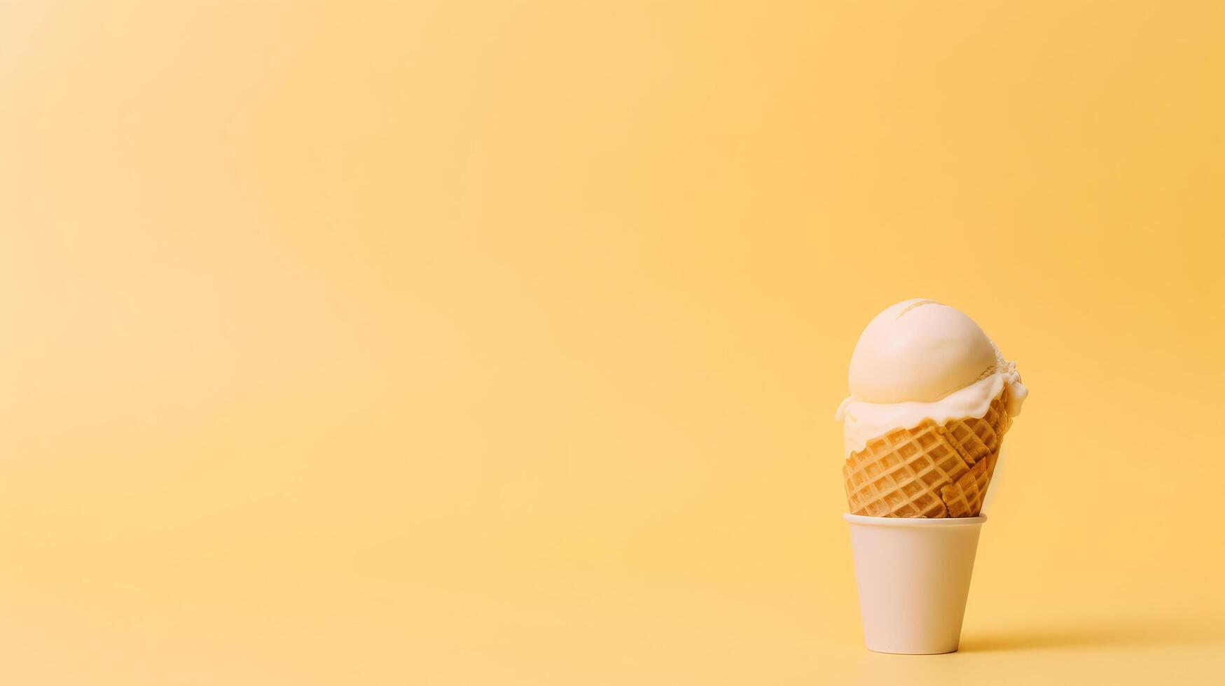 Ice cream on minimalist background. Illustration photo