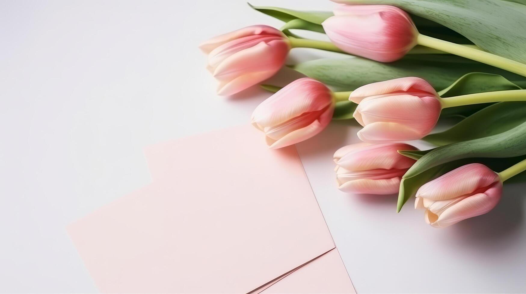 Pink tulips background. Illustration photo
