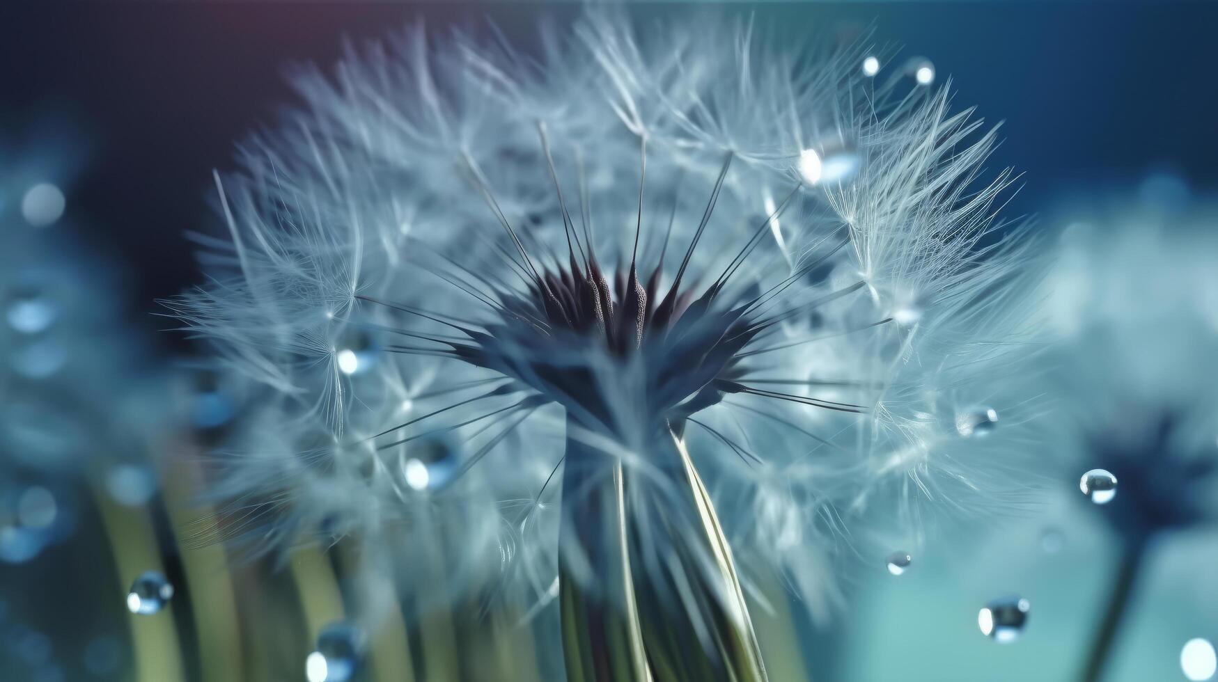 White macro dandelion seeds. Illustration photo