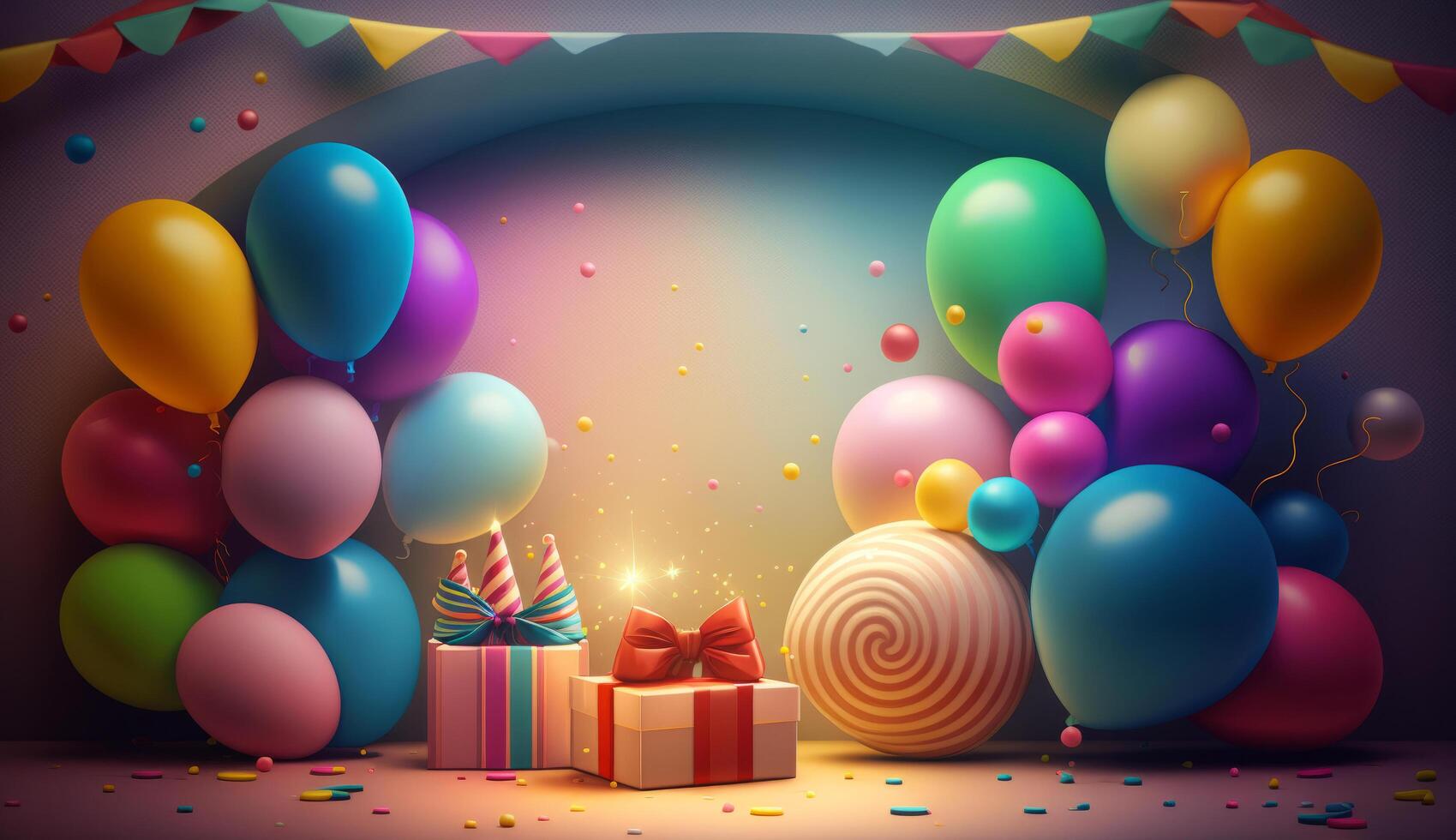 Happy Birthday Background with Balloons. Illustration photo