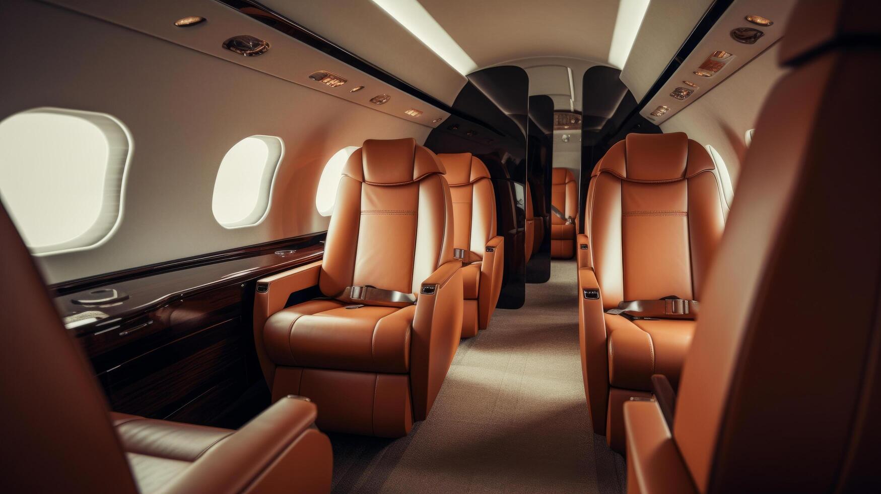 Interior of luxurious private jet Illustration photo