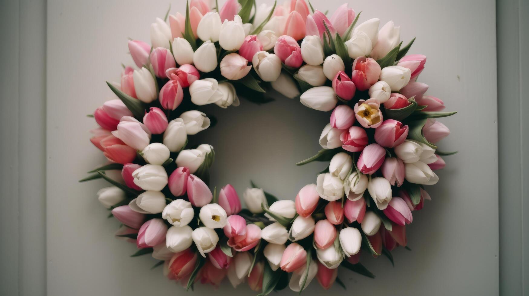 Wreath of tulip flowers. Illustration photo