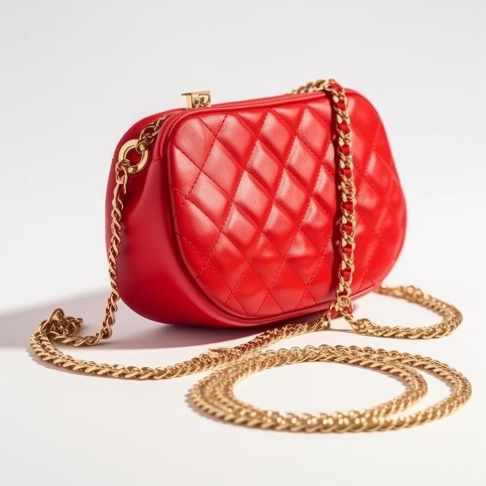 Red elegant small women's bag. Illustration photo