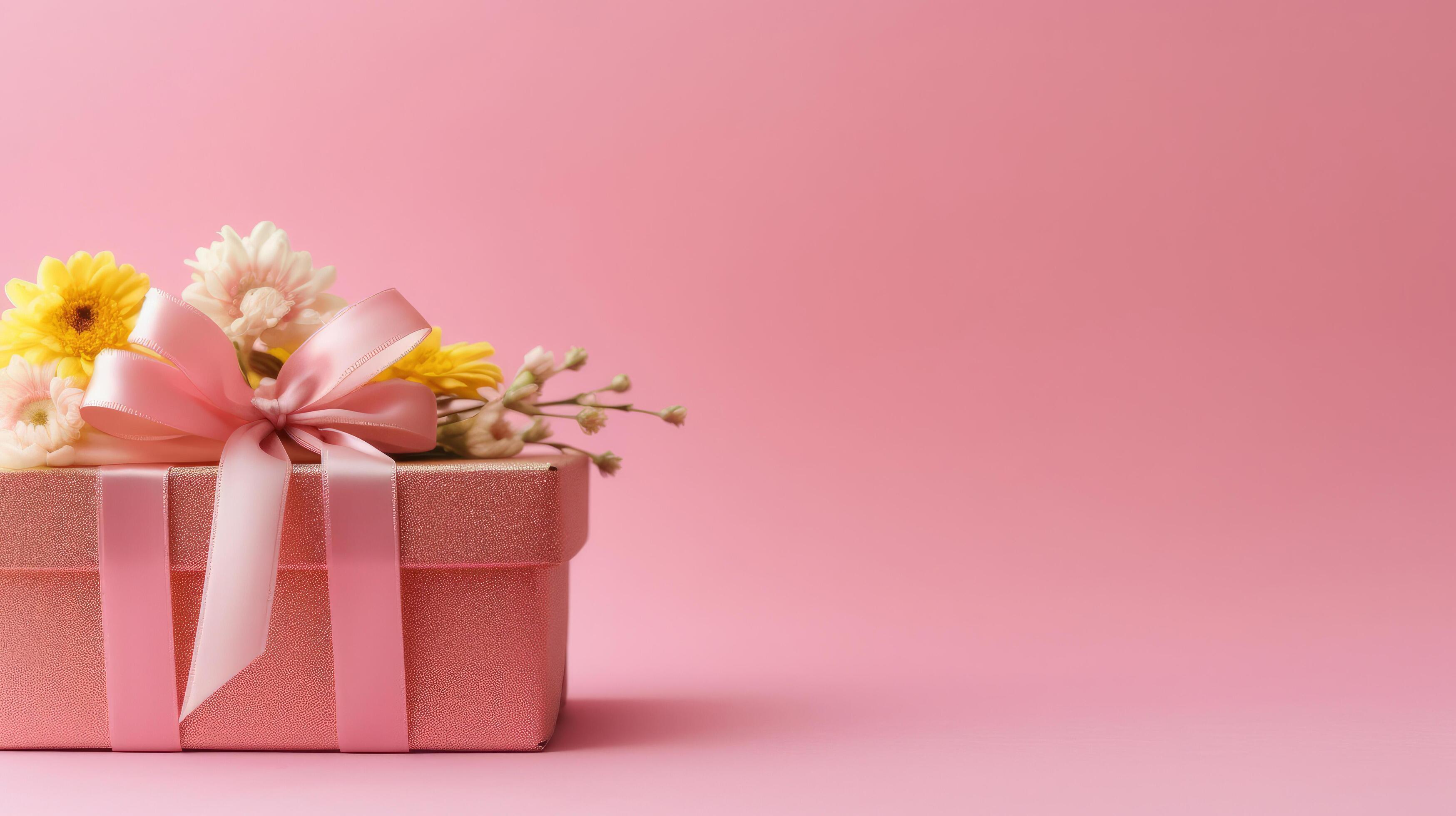 Pink gift box background. Illustration 23460440 Stock Photo at Vecteezy