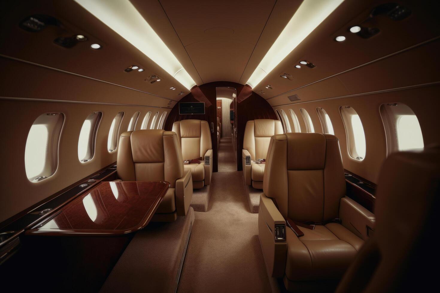 Interior of luxurious private jet Illustration photo