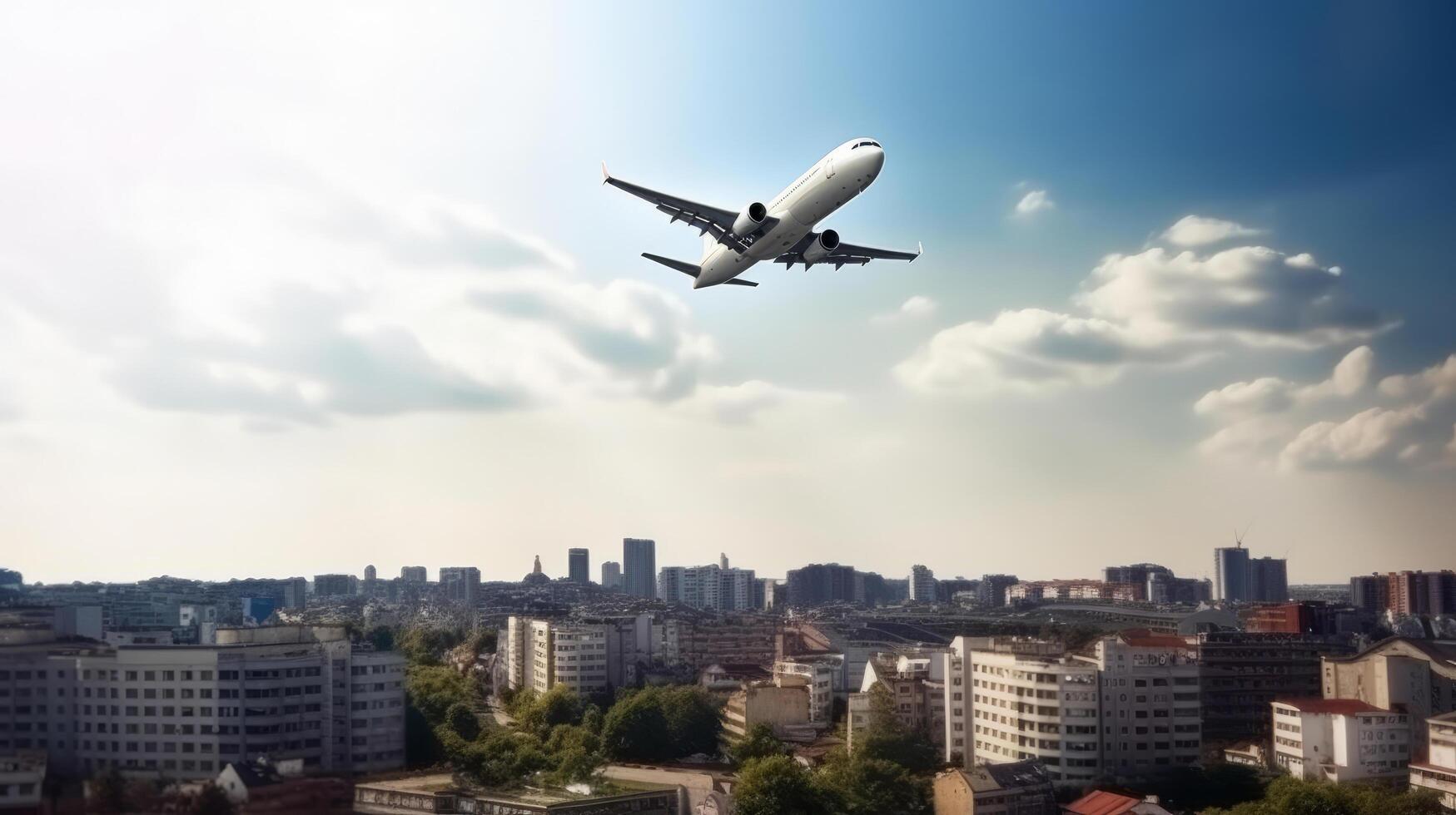 Airplane in sky background. Illustration photo