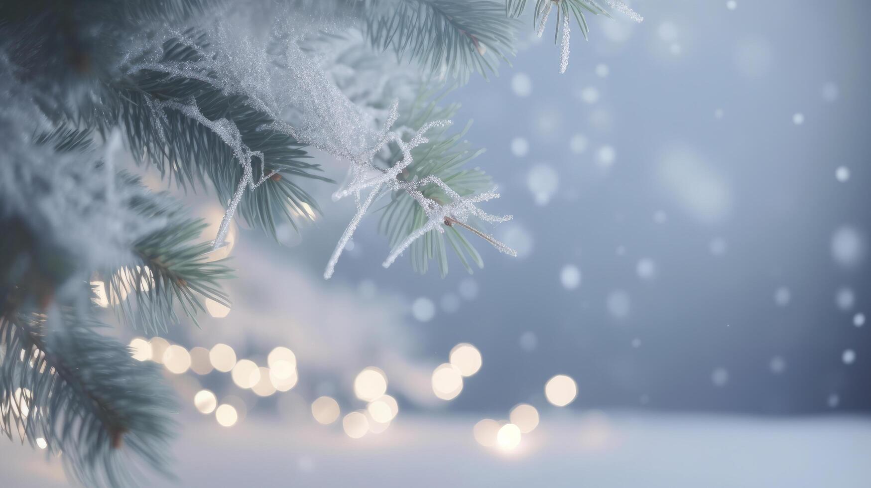 Winter Christmas background with Fir and snow. Illustration photo