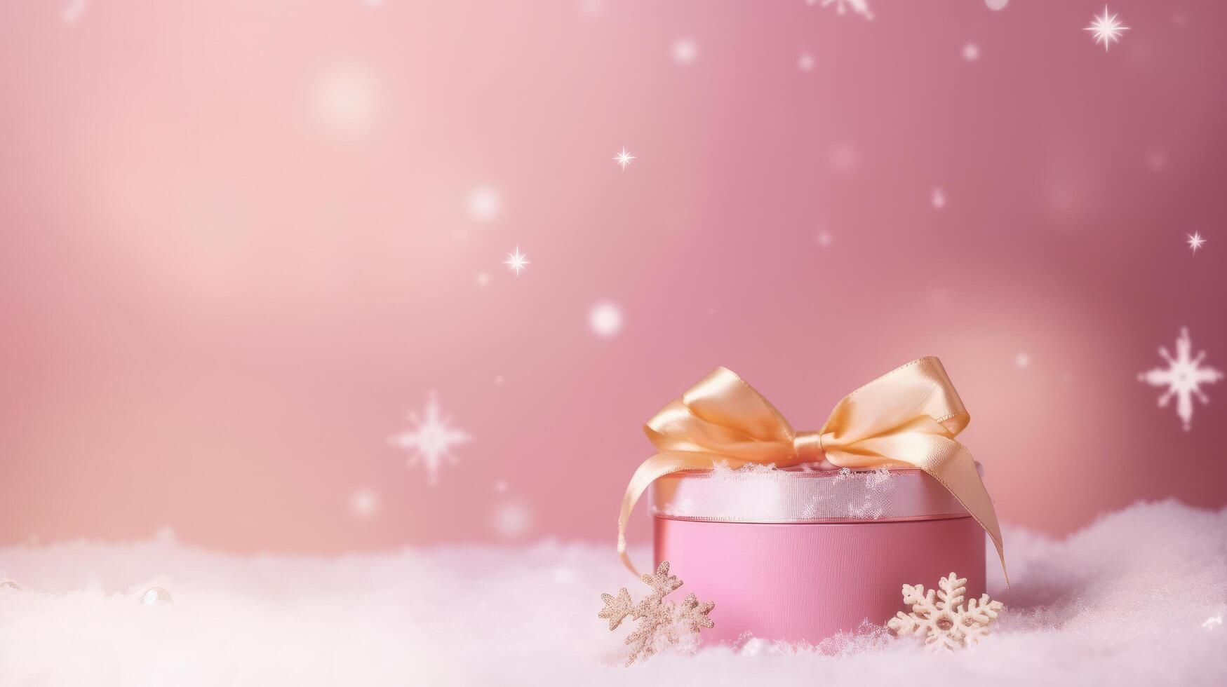 Pink Christmas gift background. Illustration photo