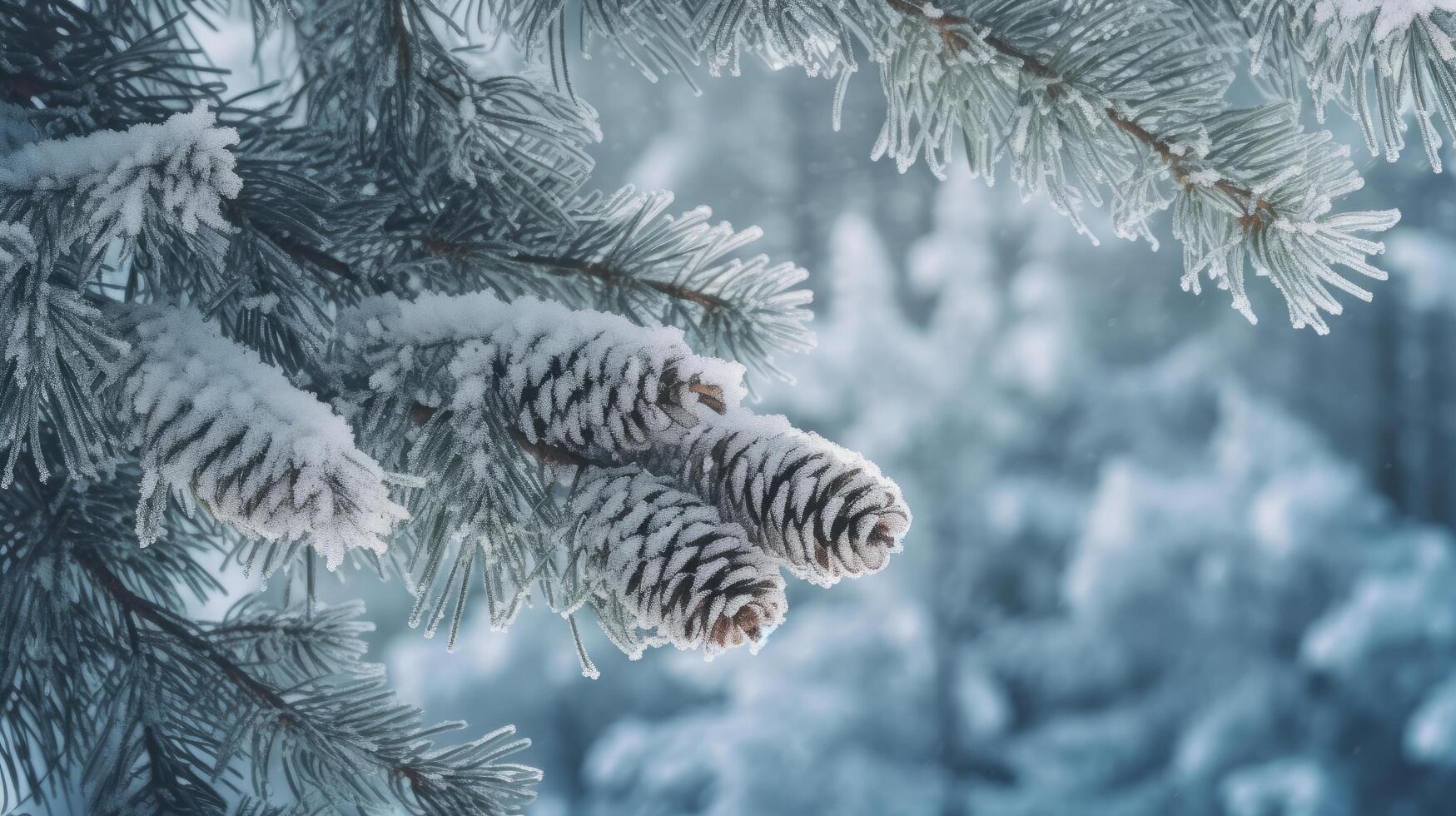 Winter Christmas background with Fir and snow. Illustration photo