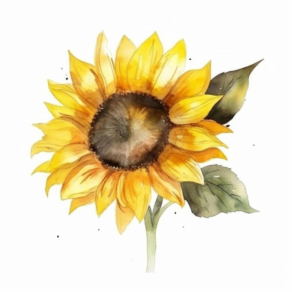 acuarela girasol aislado. ilustración ai generativo foto