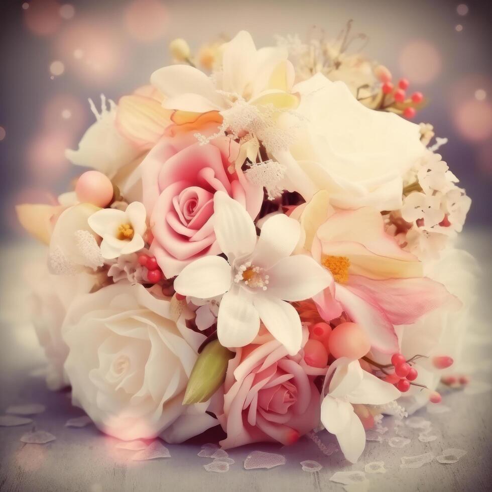 Wedding floral bouquet. Illustration photo