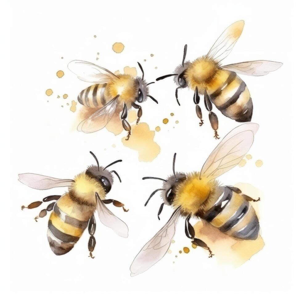 Watercolor Honey Bee. Illustration photo