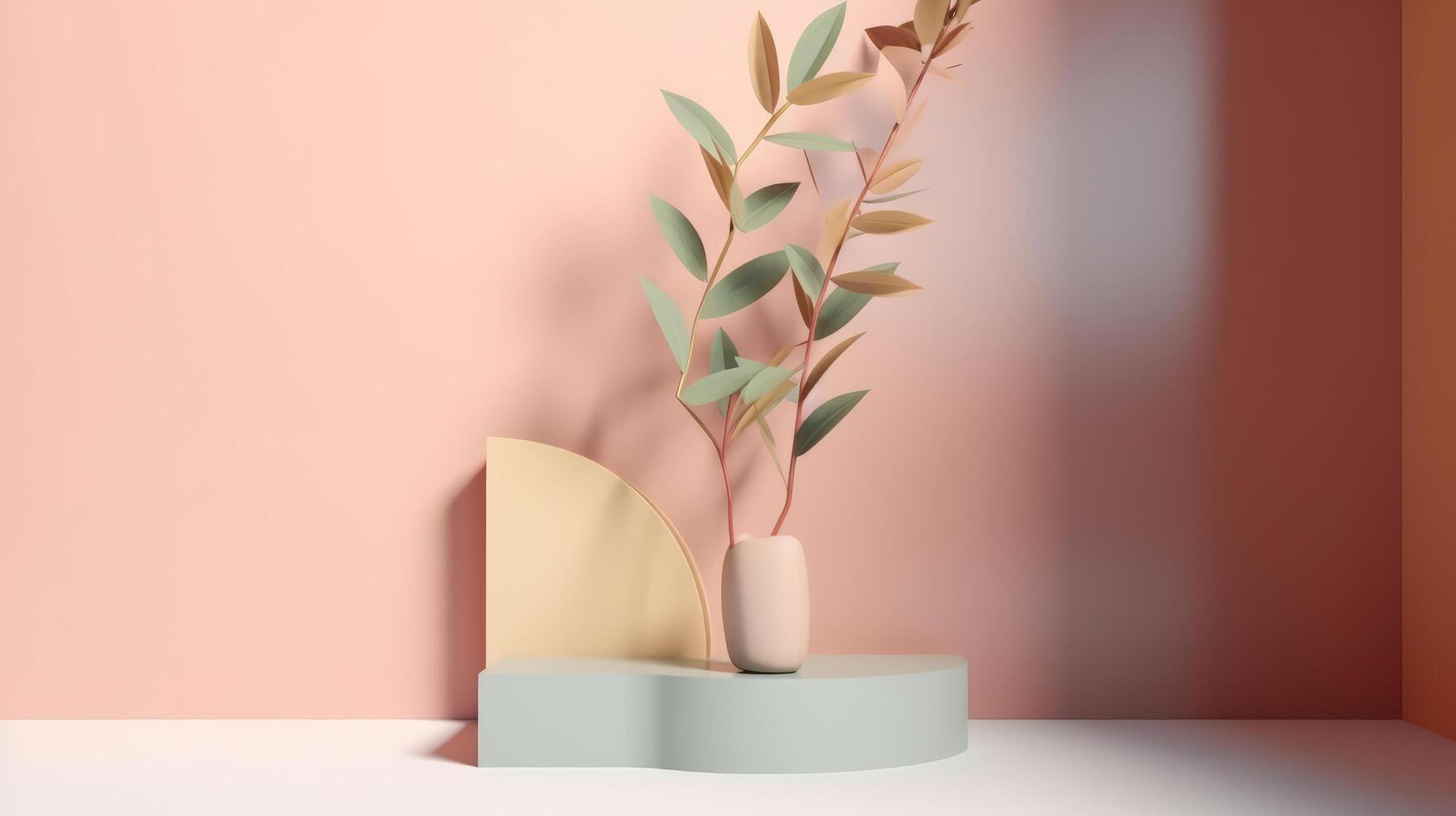 Podium, showcase against pastel stucco. Illustration photo