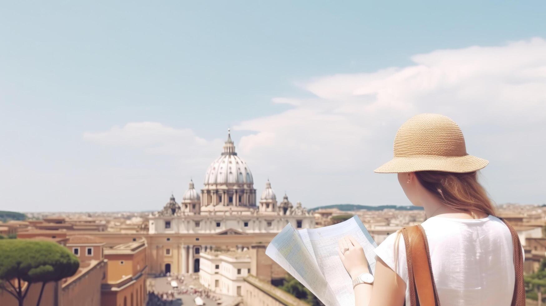 turista en Roma. ilustración ai generativo foto