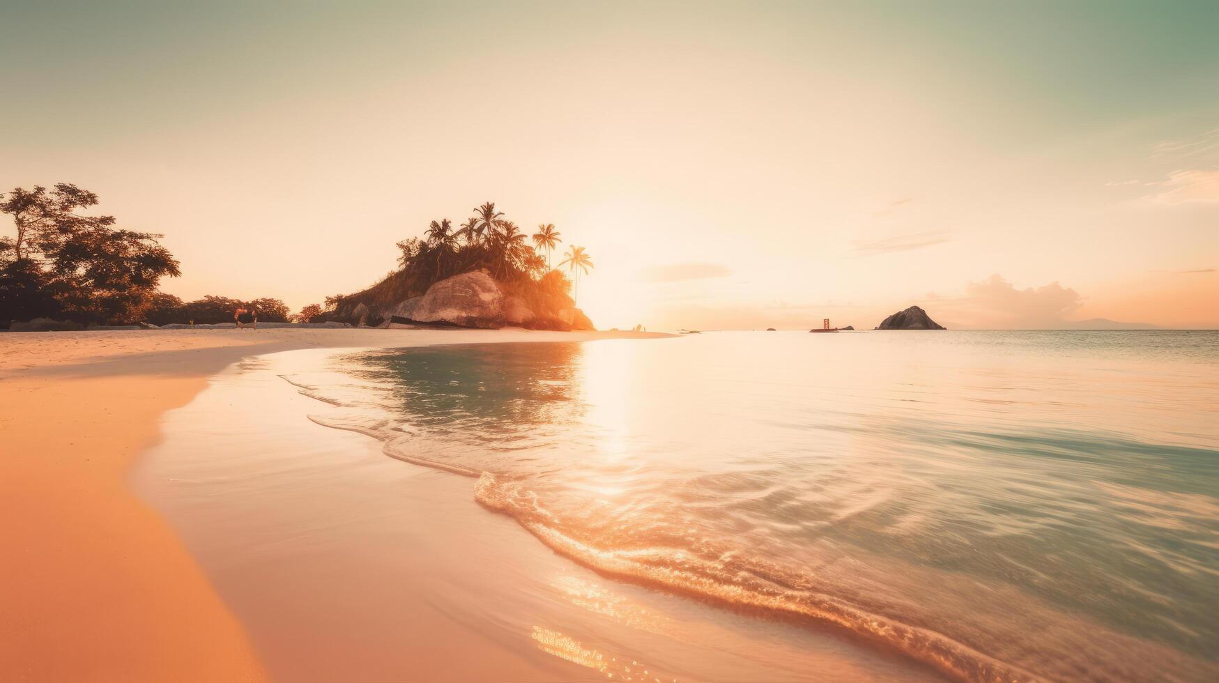 romántico playa tropical antecedentes ilustración ai generativo foto