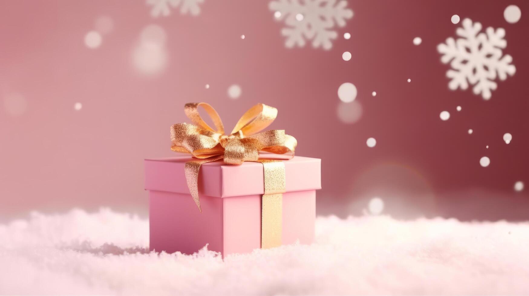 Pink Christmas gift background. Illustration photo