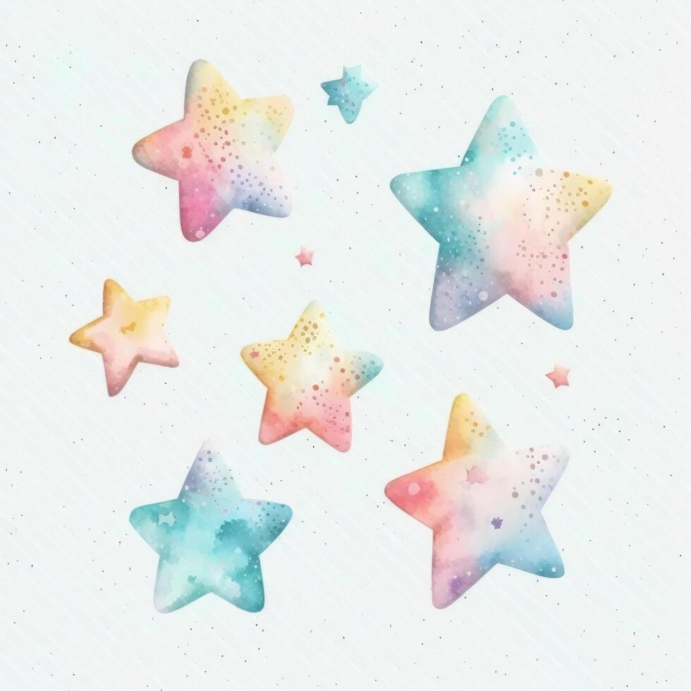 Watercolor colorful stars. Illustration photo