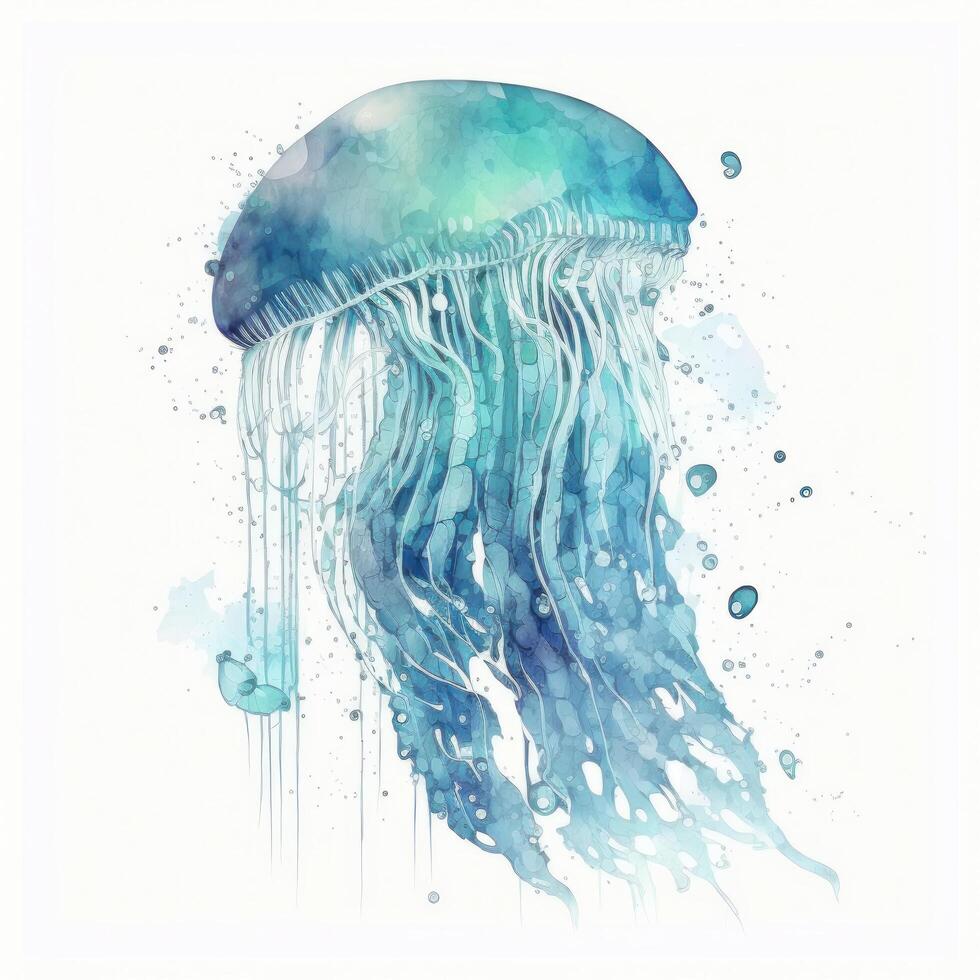 Watercolor Jelly Fish. Illustration photo