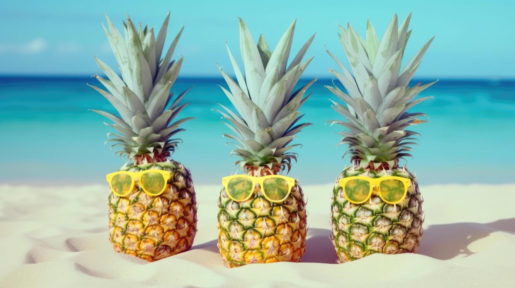 Cute pineapples in sunglasses. Illustration AI Generative 23460785 Stock Photo at Vecteezy