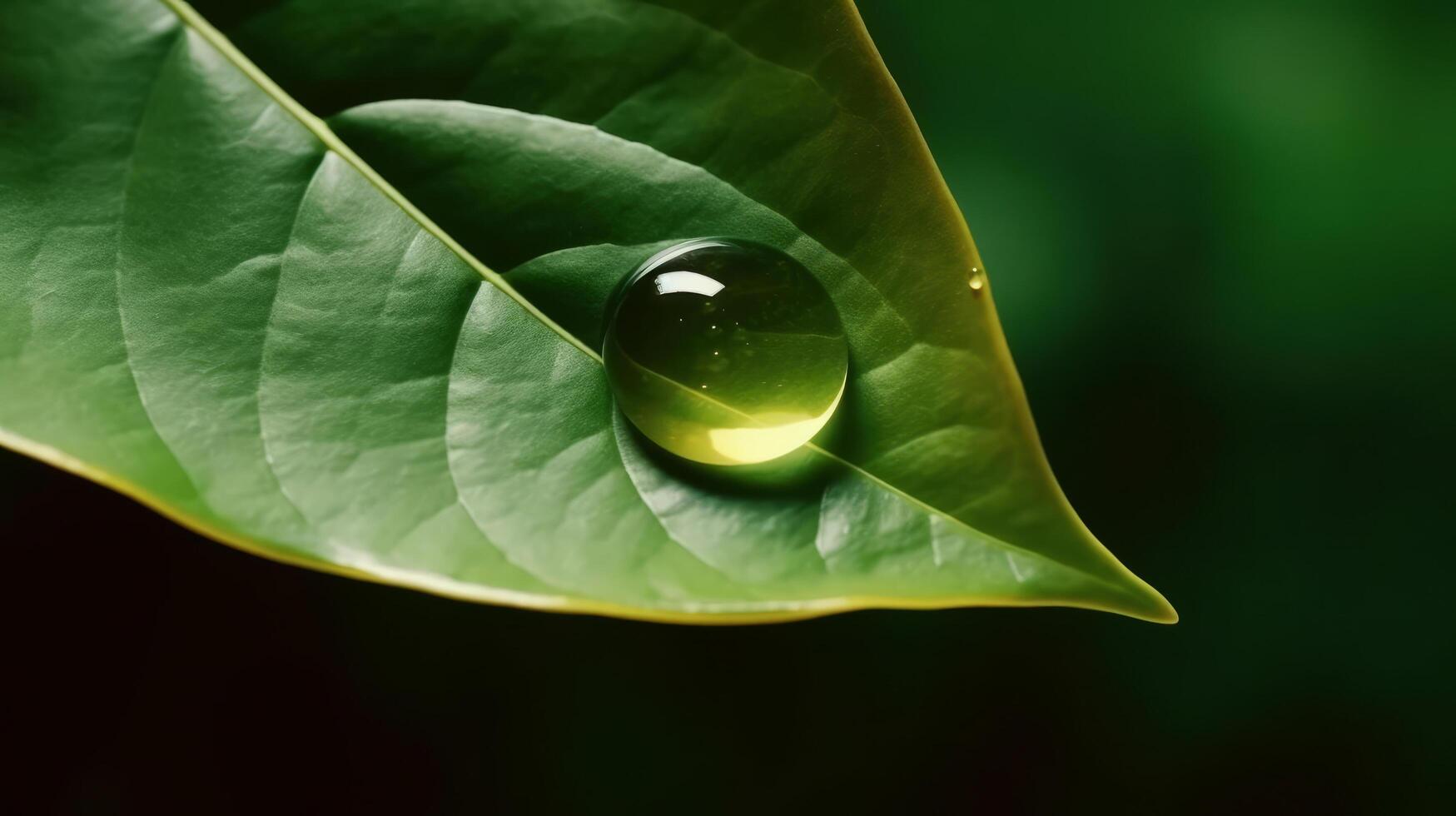 Green leaf with water drop Illustration photo