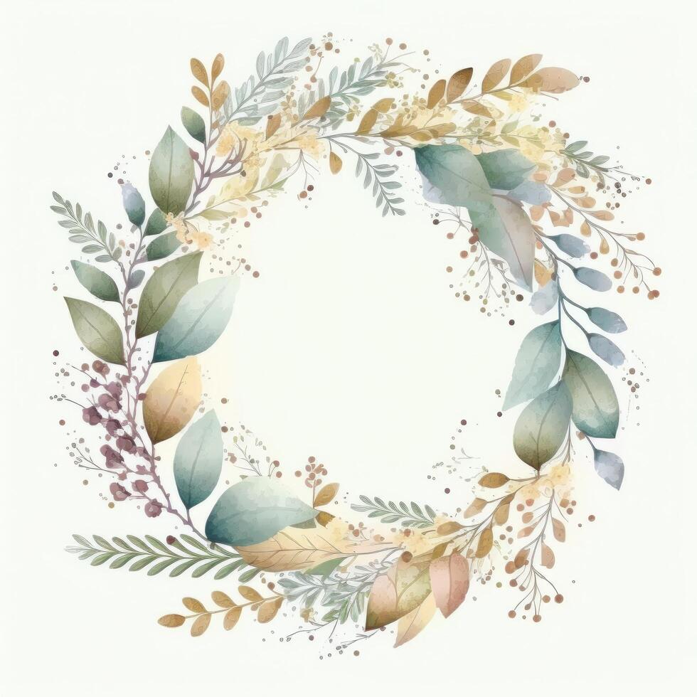 Watercolor wedding flower wreath. Illustration photo