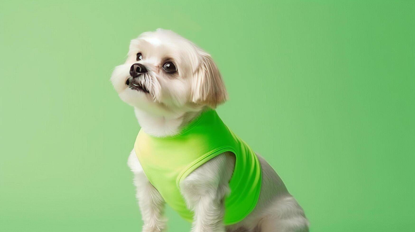 Cute dog in t-shirt. Illustration photo