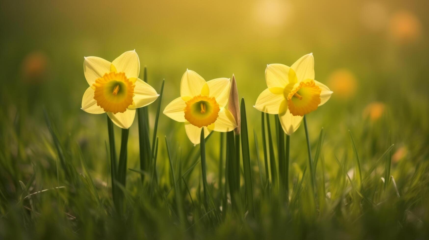 Daffodils flower background. Illustration photo