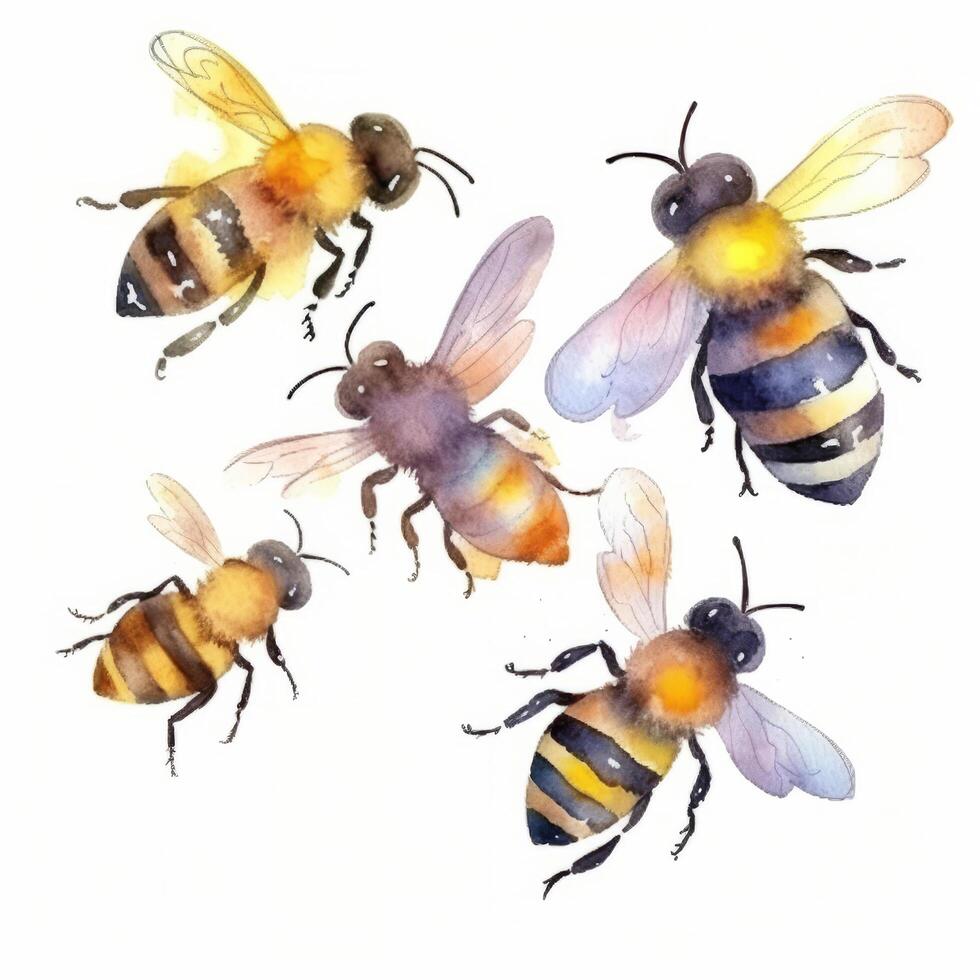 Watercolor Honey Bee. Illustration photo