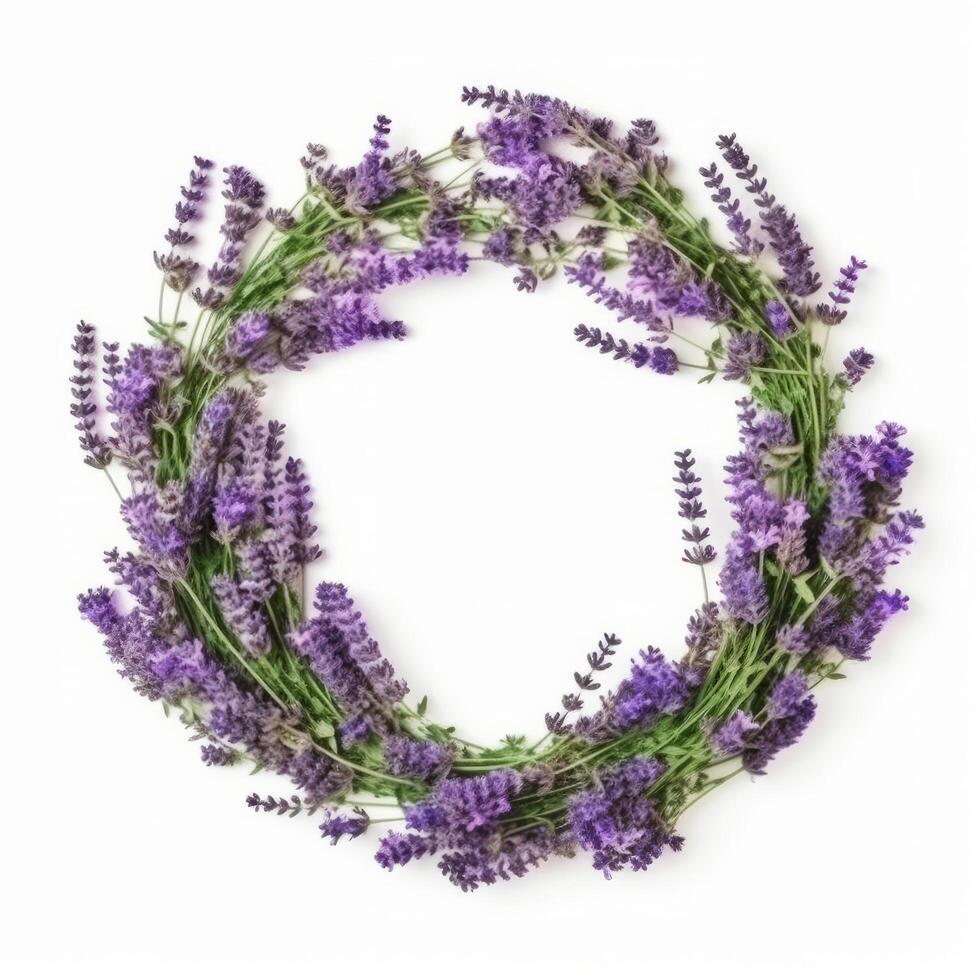 Lavender flower wreath. Illustration photo