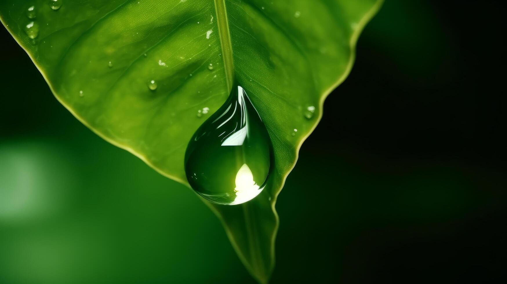 Green leaf with water drop Illustration photo