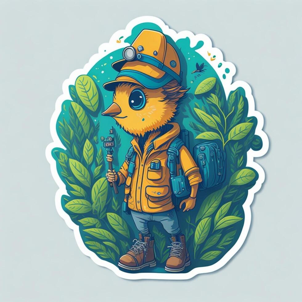 sticker adorable traveler with world environment day photo