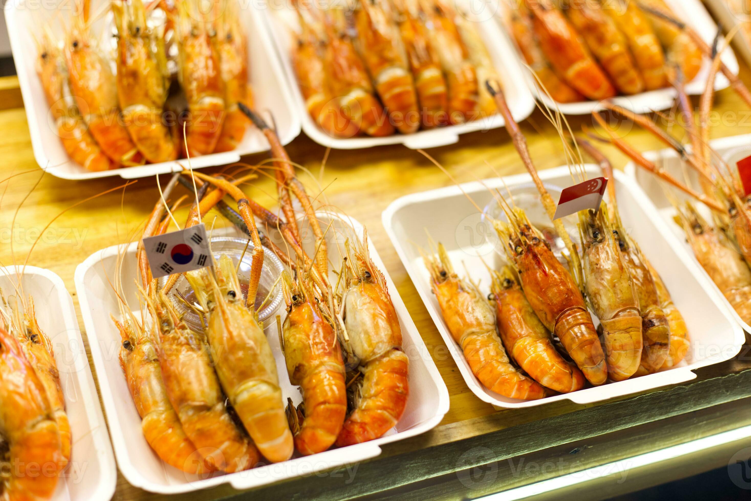 Grilled Prawn In Foam Plate With Flag Decoration 23461795 Stock Photo grilled-prawn-in-foam-plate-with-flag-decoration-23461795-stock-photo