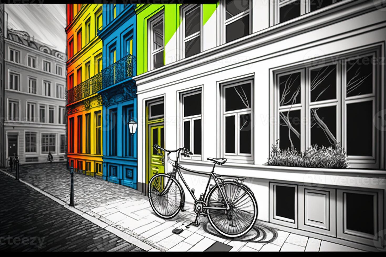 World Bicycle Day concept in graphic design in dark colors. . photo
