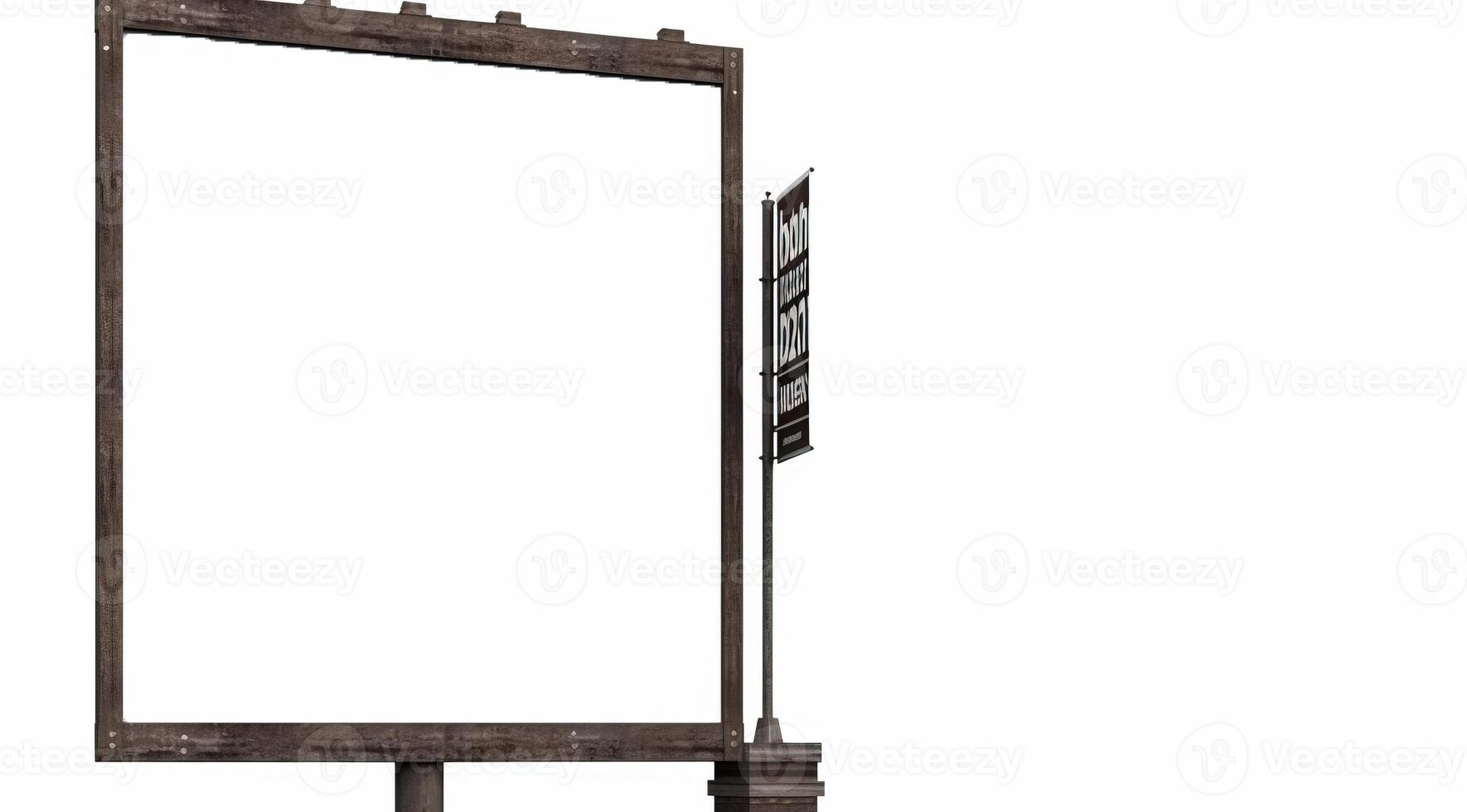 Empty layout advertising billboard on the city street, white background, isolate. . photo
