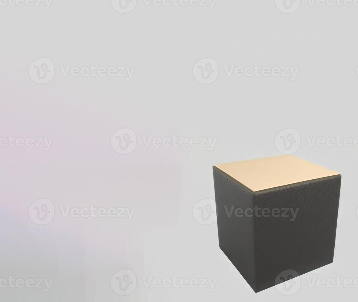 Empty podium pedestal black and white plastic cube for product presentation. . photo
