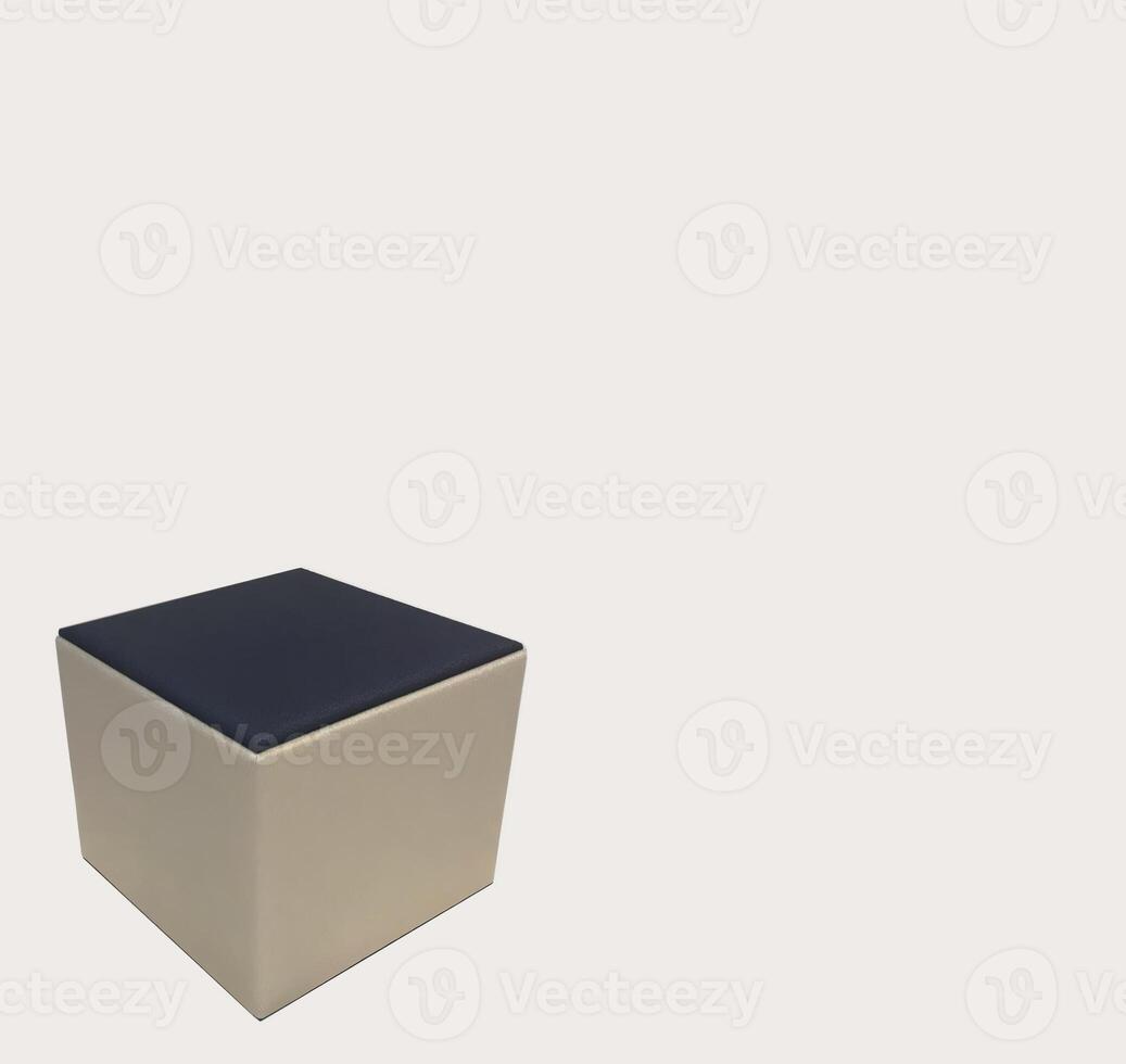 Empty podium pedestal black and white plastic cube for product presentation. . photo