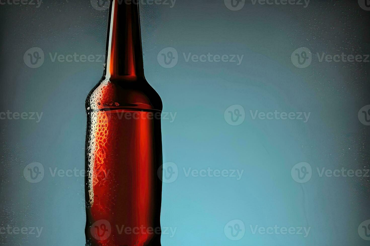 Closeup of a Cold Bottle of Lager on Dark Background photo