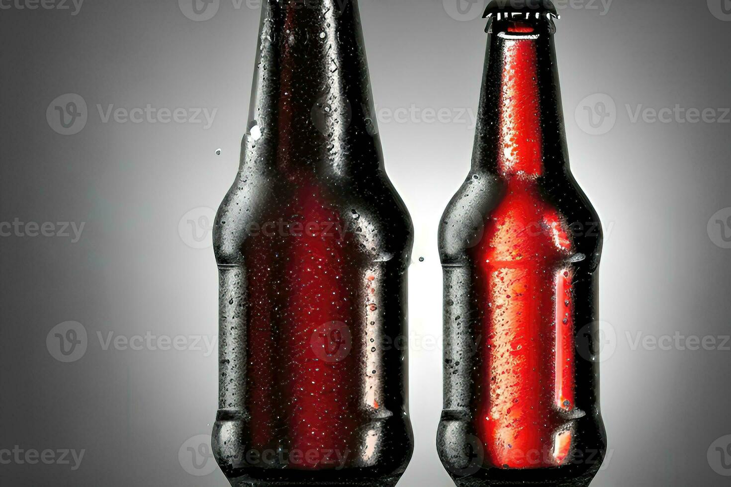 Closeup of a Cold Bottle of Lager on Dark Background photo